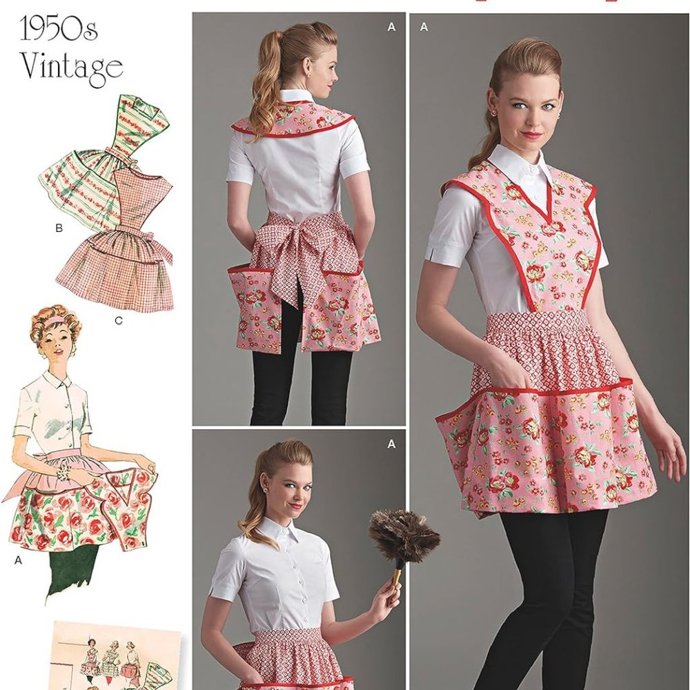 Handmade Vintage  1950's  Bib Apron Pink and Orange print